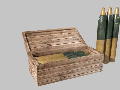 105mm Ammunition pack Low-poly 3D model