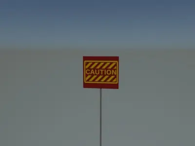 Sign caution Free low-poly 3D model