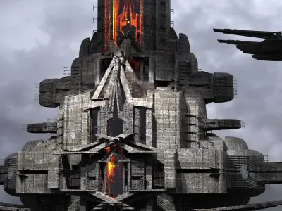 Cyberpunk Lords Towers extended Kitbash 3D model