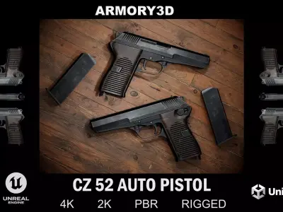 GAME READY CZ 52 AUTO PISTOL Low-poly 3D model