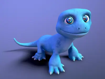 cartoon lizard Low-poly 3D model