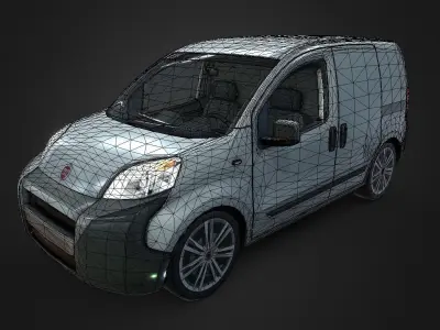Fiat Fiorino Commercial Van and Interior Low-poly 3D model