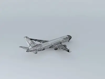 Boeing 767 341 Amercan Airlines at LAX with interior Free 3D model