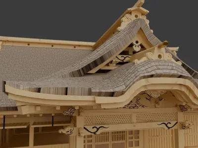 Japanese shrine Mito Hachimangu 3D model