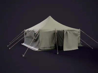 Military tent  Low-poly 3D model