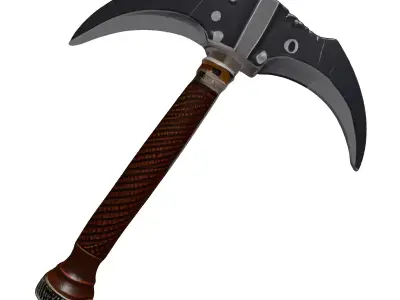 Fantasy DoubleBladed Axe Game Weapon 3D model
