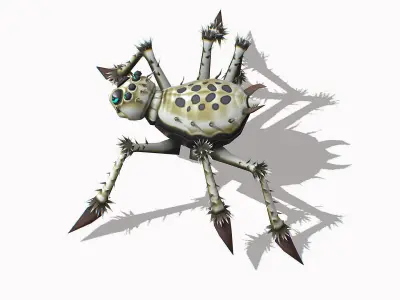 White Spider Insect Animated Funny Cartoon Low-poly 3D model