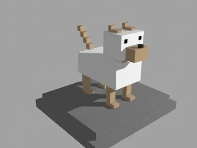 VOXEL DOG - MODEL 3 Low-poly 3D model