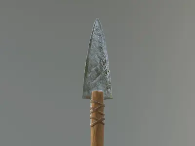 spear low-poly PBR with wooden handle Low-poly 3D model