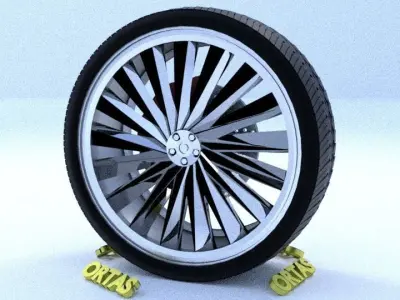 ORTAS CAR RIM 46 GAME READY RIM TIRE AND DISC 3D model