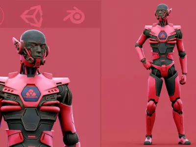 CYBORGTOPIA B-37  Rigged for Unreal Engine - Unity - MIXAMO 3D model