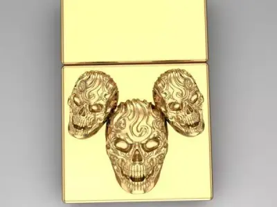 Zippo gold skull cigarette case Free 3D model