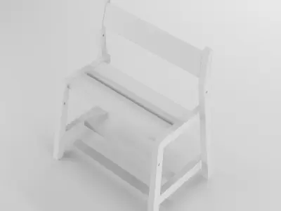 stull wooden chair with seat and back 3D model