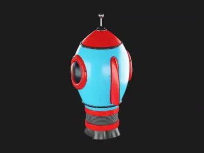 Cartoon Rocket 3D model 2