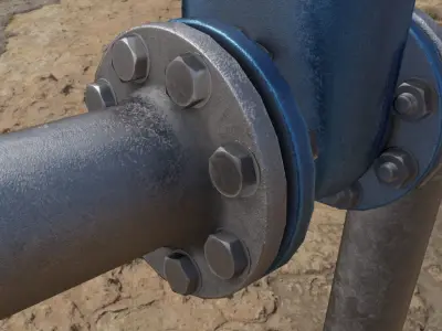 Industrial Metal Pipeline Valve for Water Remastered Low-poly 3D model
