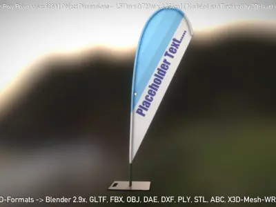 Beachflag 1 Low-Poly Low-poly 3D model
