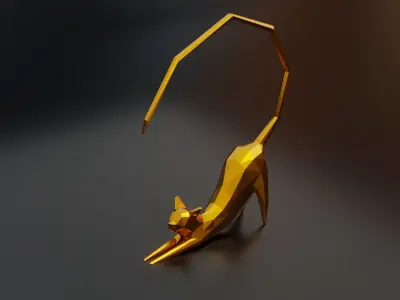 Cat Stretching Low poly Free low-poly 3D model