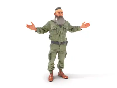 Bearded Military Commander Rigged and Animated D Model Low-poly 3D model