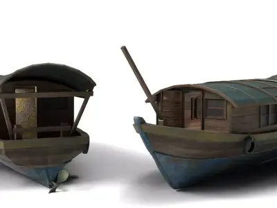 Handcrafted Wooden Boat 2 Premium Design 3D model