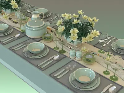 dinner table set Free 3D model