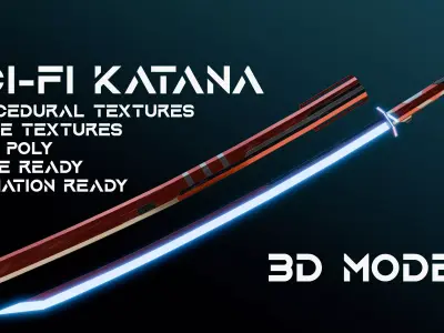 Sci-Fi Katana Low-poly 3D model buy