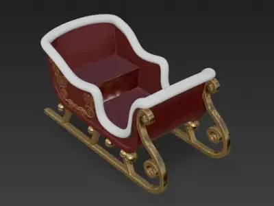 Classic Wooden Sleigh 3D Model Low-poly 3D model