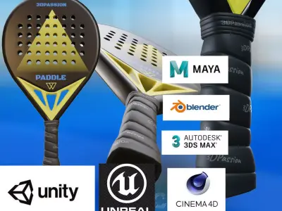 Padel Tennis racket for paddle low poly PBR Low-poly 3D model