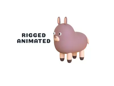 Low-Poly Alpaca Animated - Fun World Animal Low-poly 3D model