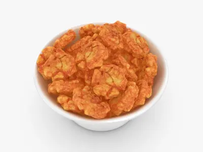 Spicy Rice Crackers in Bowl 3D model