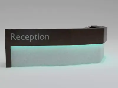 Modern Wooden Reception Desk Low-poly 3D model
