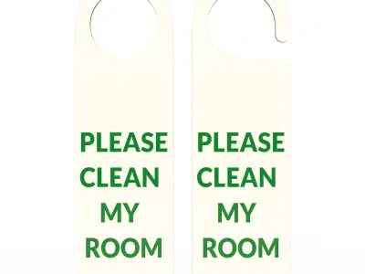 Door Hanger Tag Please Clean My Room Low-poly 3D model