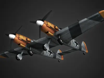 Messerschmitt Bf 109 zwilling Low-poly 3D model