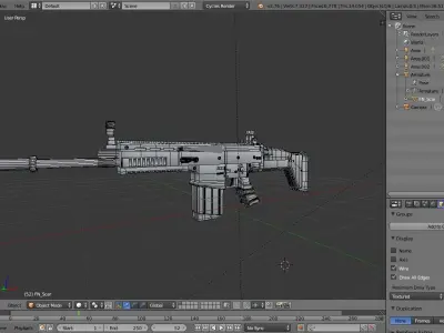 FN-Scar assault rifle Low-poly 3D model