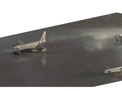 DC-8-62H Boeing 720 Boeing 727 and Caravelle VI-R 3D model