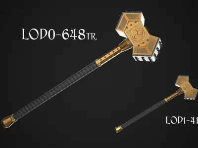 Fantasy Great Hammer 02 Low-poly 3D model