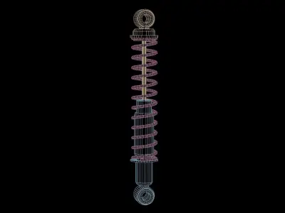 Spring Assisted Shock Absorber Low-poly 3D model