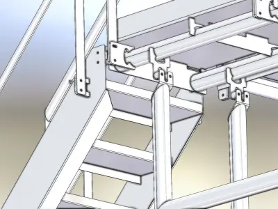 Big Hygienic Stainless Steel platform 3D model