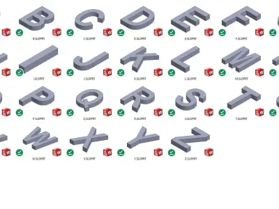 3D Printable English Alphabets -A-Z - Arial Font - 20mm 3D print model