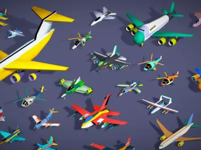 51 Low Poly Air Vehicles Pack - Planes  Helicopters Fighter Jets Low-poly 3D model
