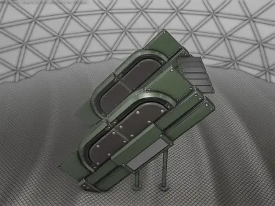 Sci-Fi Stairs - 24 - Green Version Low-poly 3D model