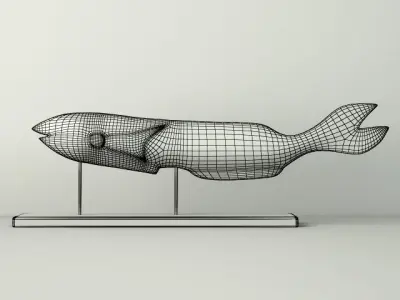 Hand Carved Wood Fish 3D model