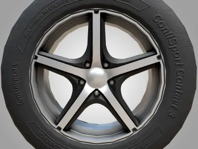 Pack of Tyres and Alloys - 6 Alloy Wheels and 5 Tyre Textures Low-poly 3D model