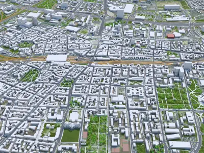 Katowice Downtown Poland Low-poly 3D model