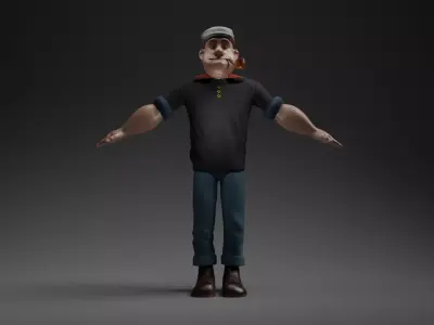 cartoon sailor character inspired by popoye the sailer man  Low-poly 3D model