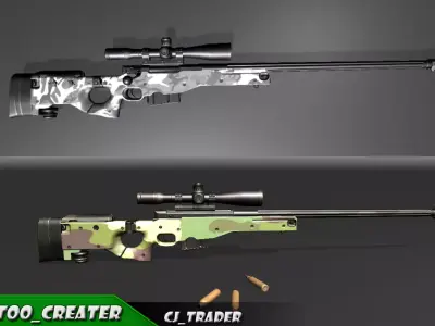 Modern AWM-Sniper Riffle HQ Lowpoly 3D Model 3D Model Collection