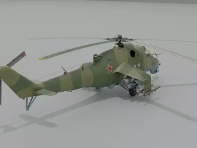 Mil Mi-24V Hind Low-poly 3D model