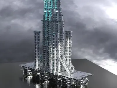 Cyberpunk Elite skyscraper 3D model