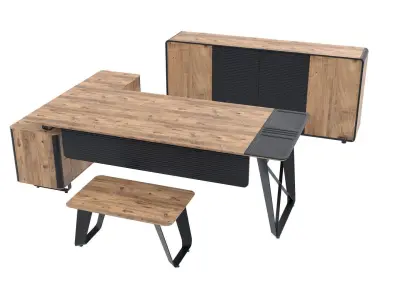Desk Office Set Free 3D model