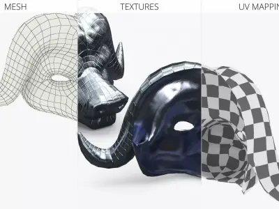 Bull Horn Mask Silver 3D model