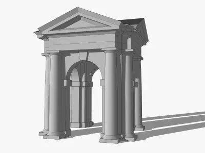 Arched portico in the mas Tuscan order with freestanding columns Low-poly 3D model